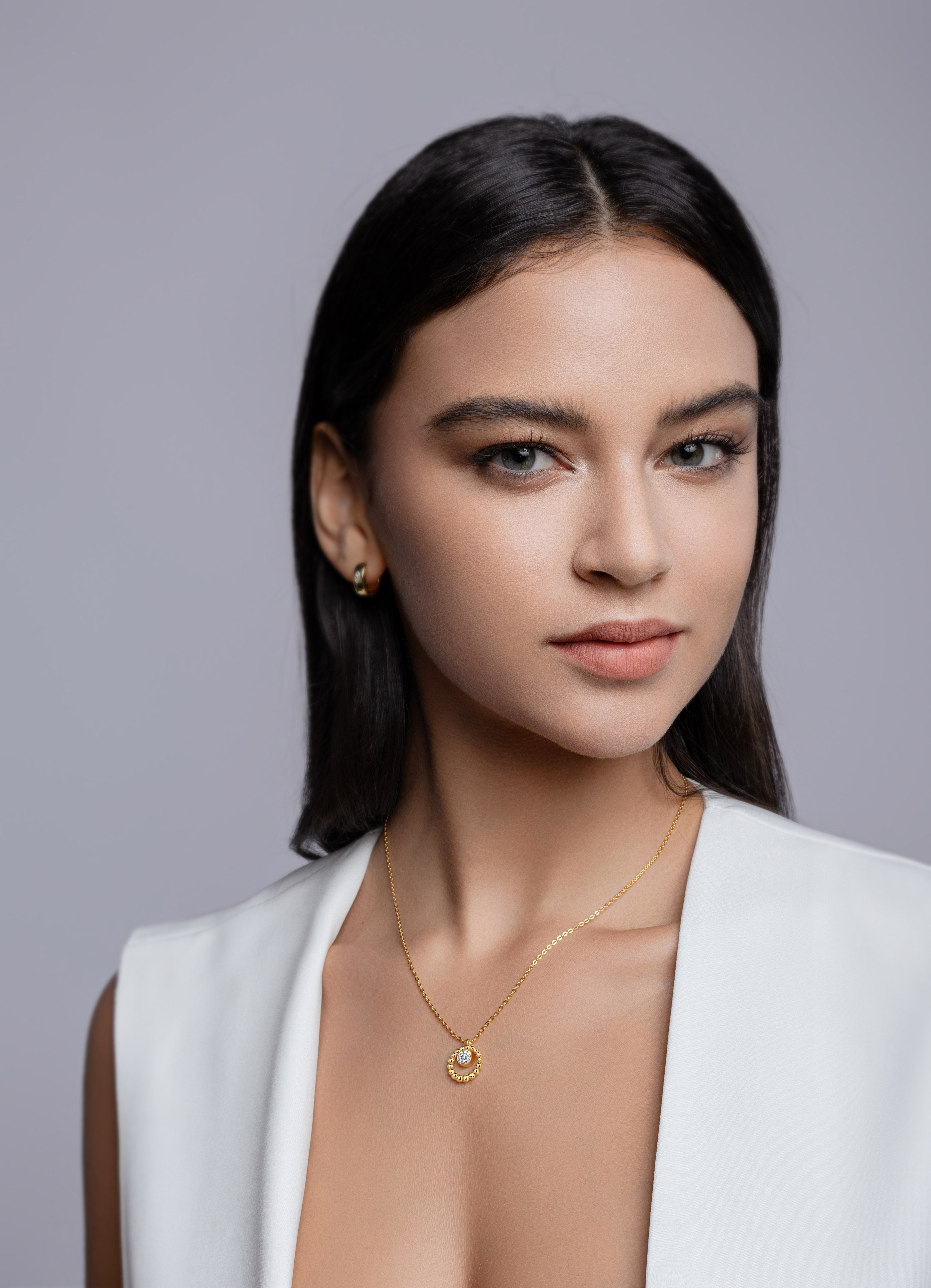1Moon Pearl - A Fashionable And Trendy Diamond Pendant Necklace Set With 0.5 - carat Moissanite S925 Sterling Silver And Gold Plating Prohibit TikTok sales - 5 - CJ