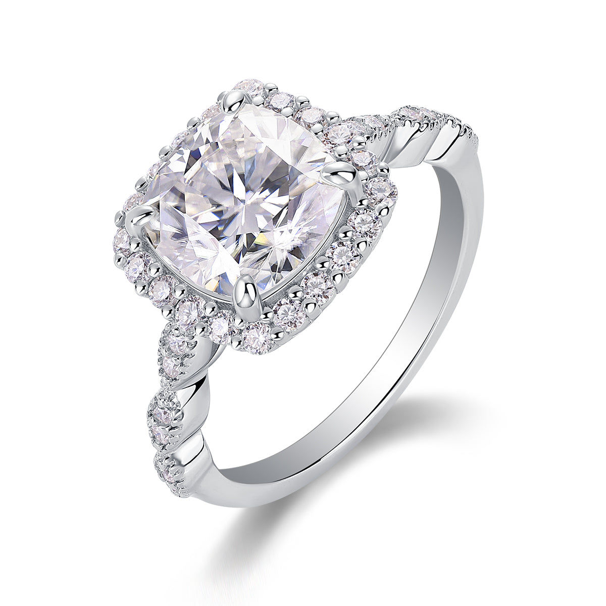 1Gorgeous Square Diamond - Set With Moissan S925 Sterling Silver And Platinum - plated Diamond Ring, Fashionable Diamond Jewelry Prohibit TikTok sales - 5 - CJ