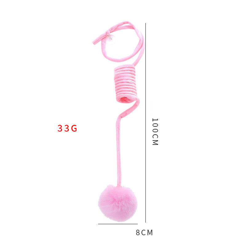 Cat Toy Self - Hi Sucker Spring Rabbit Hair Ball Interactive Play Pet Supplies Interactive Toys - 0 - CJ - Pink - Spring rabbit fur ball - CJMY153256502BY