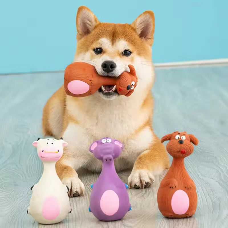 4pcs Cute Latex Dog Chew Toys With Sound, Interactive Biting Toys For Dental Health, Puppy Teething Pet Supplies - 5 - CJ