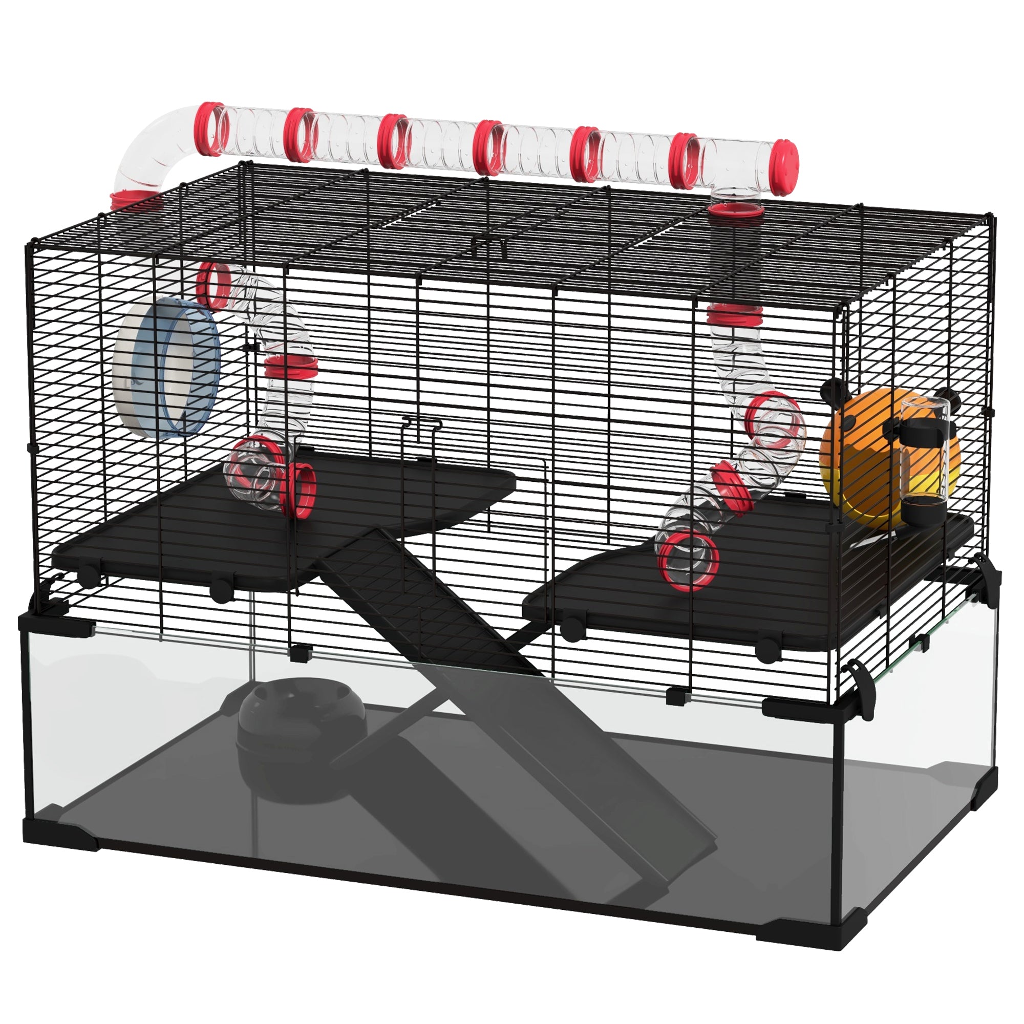 31" Hamster Cage with Tube and Tunnel, Deep Glass Bottom - 5 - CJ