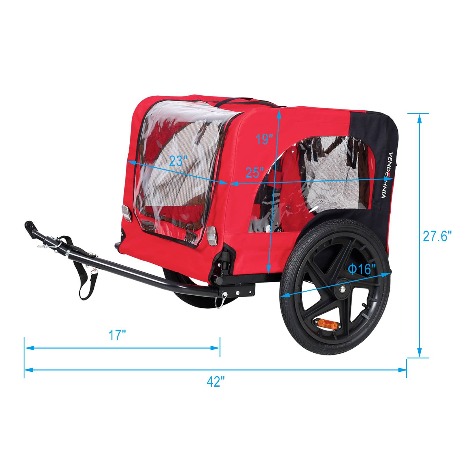 Bicycle Trailer For Pets Outdoor Foldable Dog Trailer With Reflectors - 5 - CJ