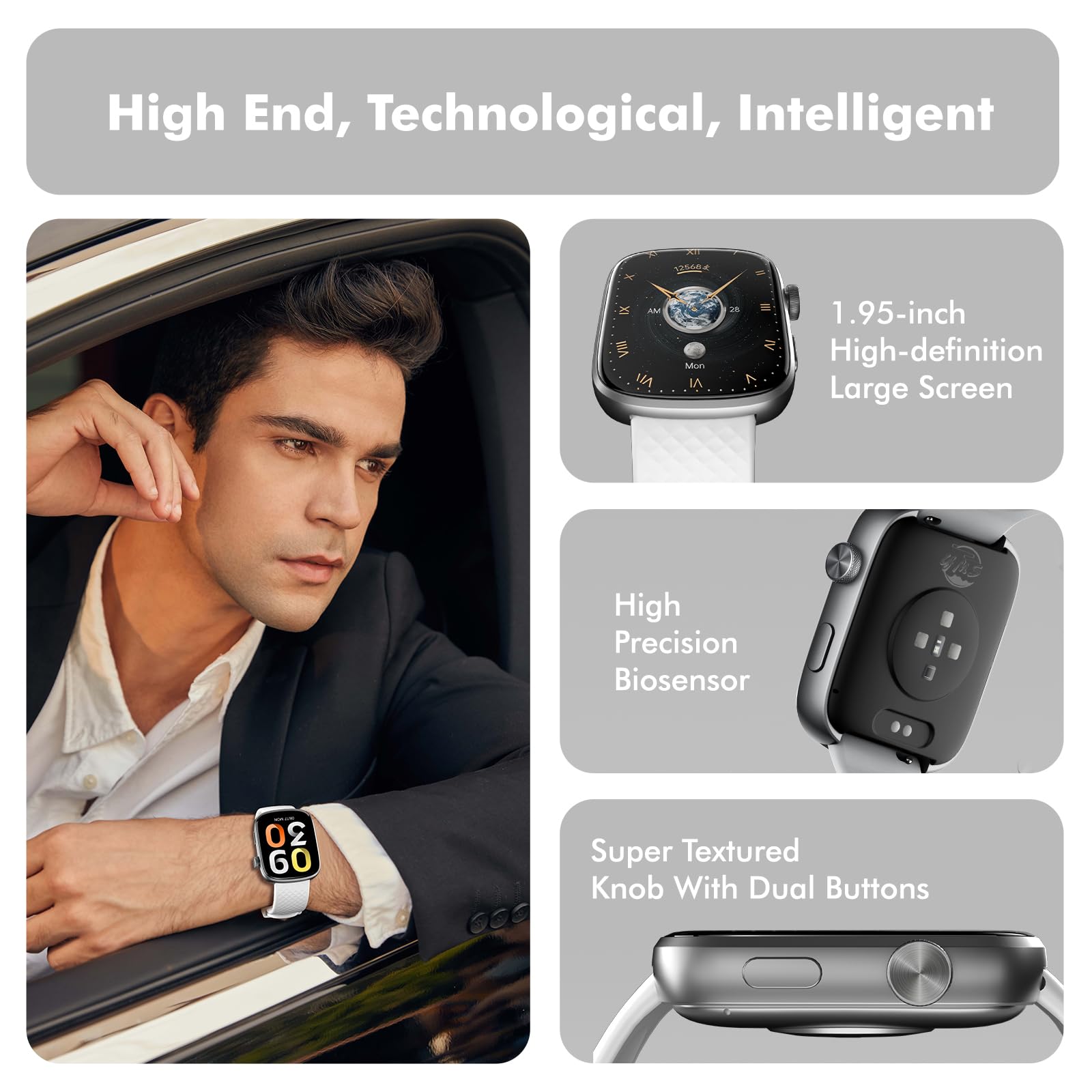 Smart Watch Bluetooth Call &1.95 HD Screen - Heart Rate SpO2 Sleep Monitor, 3ATM Waterproof Fitness Tracker For IoS Android - 5 - CJ