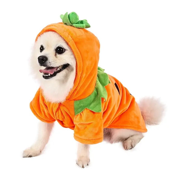 Dog Hoodie Cute Funny Halloween Style Pumpkin Cosplay Costume Warm Puppy Fleece Clothes - 5 - CJ