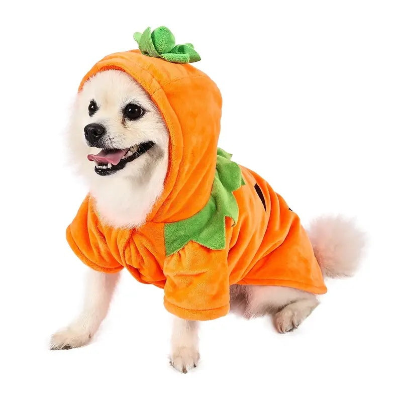 Dog Hoodie Cute Funny Halloween Style Pumpkin Cosplay Costume Warm Puppy Fleece Clothes - 5 - CJ