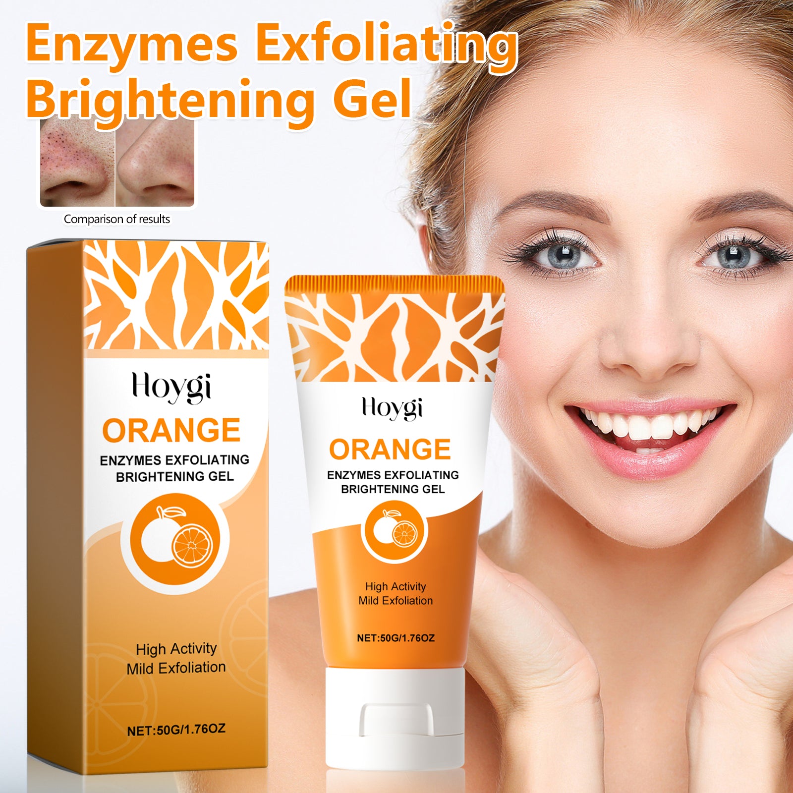 Hoygi Orange Enzymes Exfoliating Brightening Gel, Gently exfoliate blackheads, shrink pores, lighten and smooth delicate skin - 5 - CJ