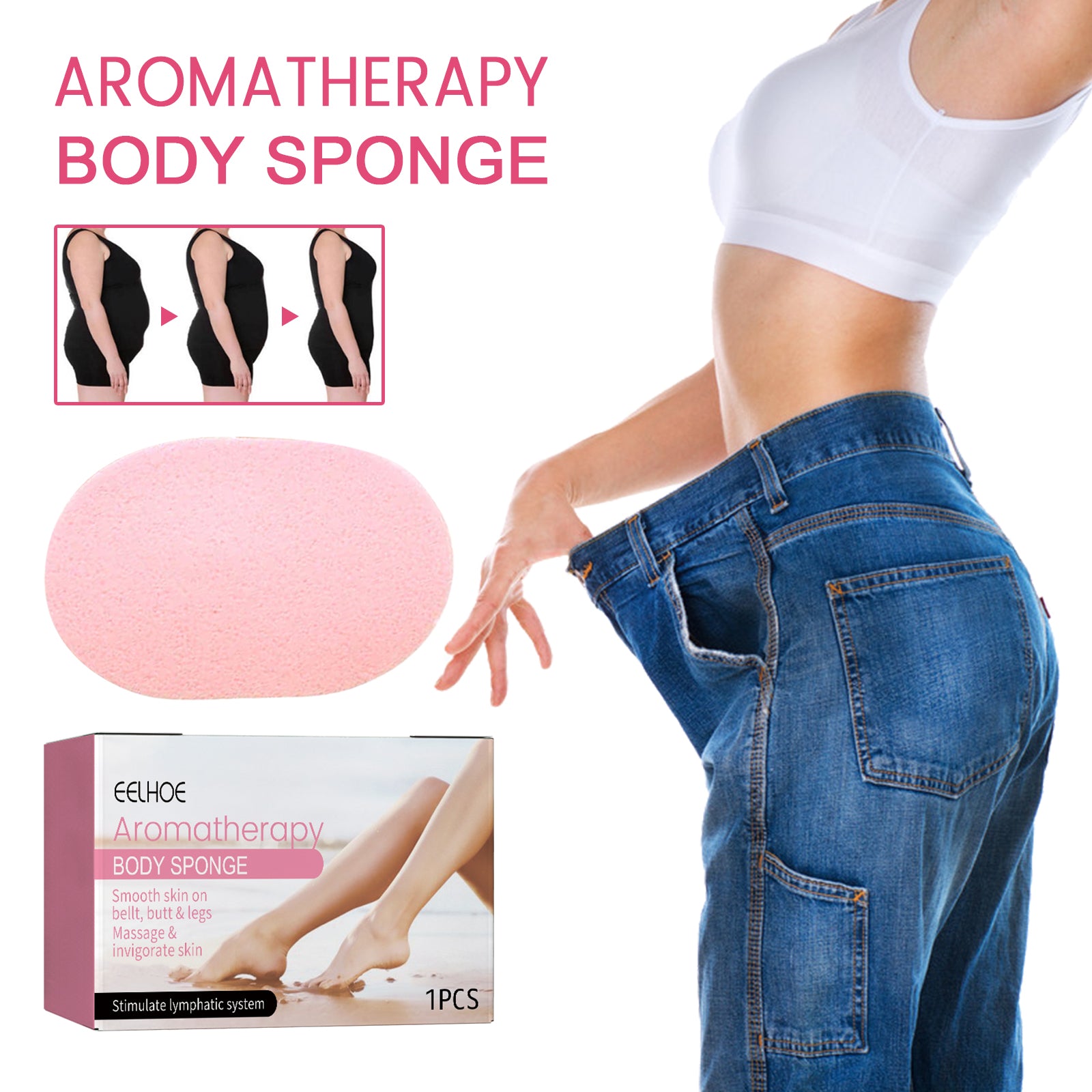 EELHOE Aromatherapy Body Sponge, Firming Skin Belly Calf Arm Toning Body Cleansing Bath Sponge - 5 - CJ