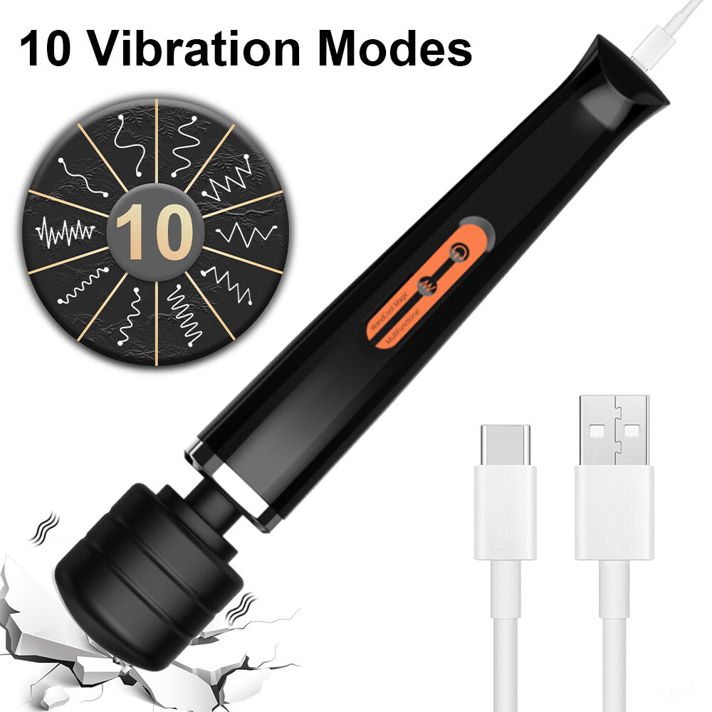 Magic Massager Wand Vibration 10 Speeds Vibrating Massage Full Body Magic Therapy Motor USB Rechargeable - 5 - CJ