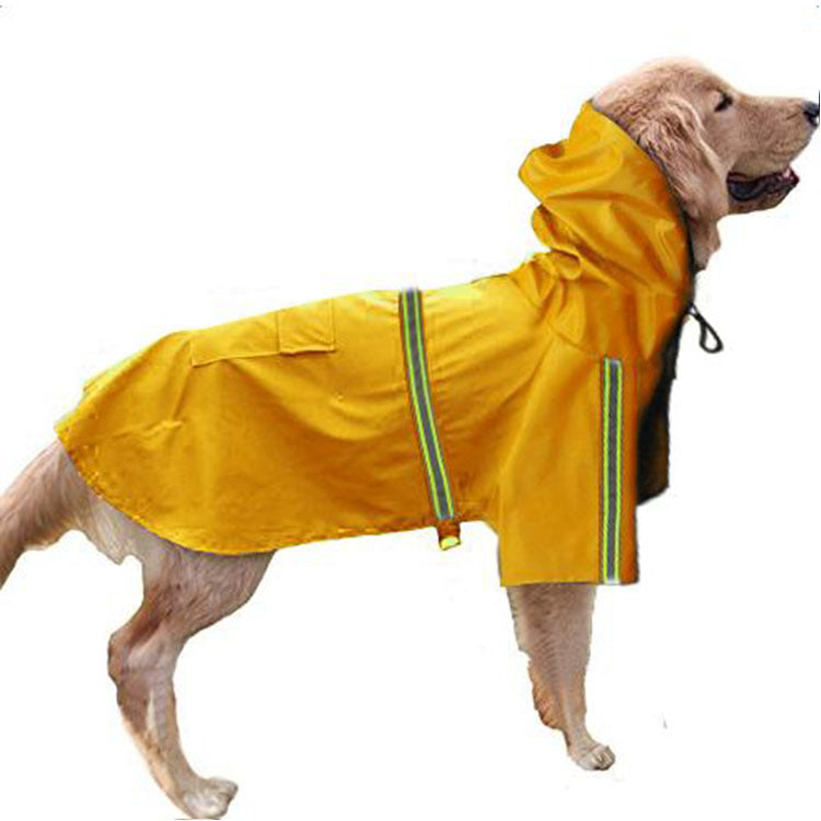 Spring and summer new dog raincoat waterproof cape dog reflective raincoat large dog raincoat - 0 - CJ