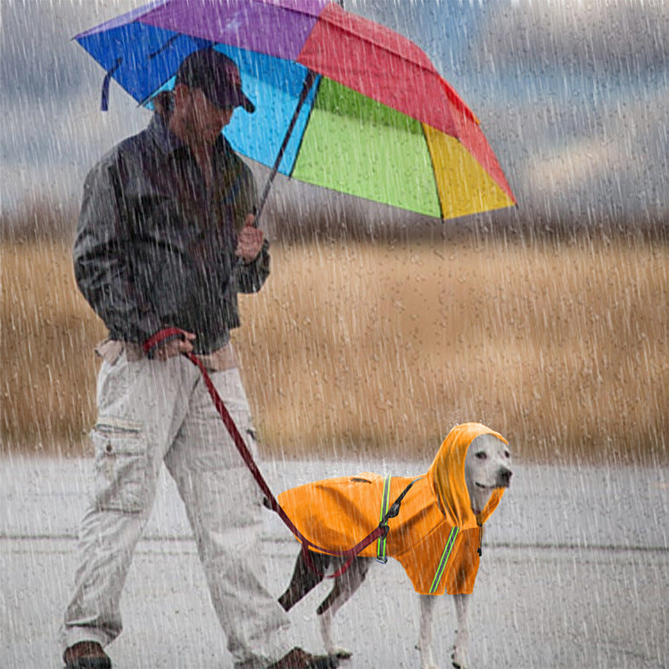 Spring and summer new dog raincoat waterproof cape dog reflective raincoat large dog raincoat - 0 - CJ