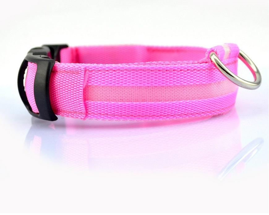 Nylon LED Pet Dog Luminous Collar Night Safety Flashing Glow in Dark Dog Cat Leash Adjustable Pet Supplies - 0 - CJ