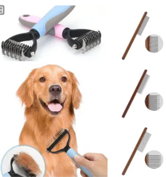 Stainless Double - sided Pet Brush Hair Removal Comb Grooming Dematting Dog Grooming Shedding Tools - 0 - CJ - Set1 - 9.5x17.5cm - CJJJCWGY00462 - Set1 - 9.5x17.5cm