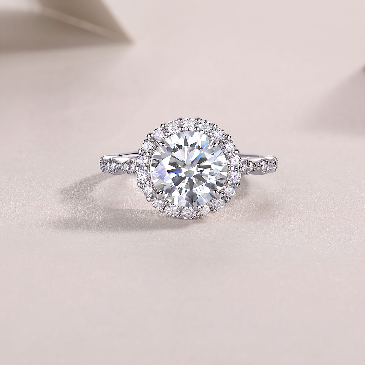 1Starlight Shining - A Fashionable Jewelry Ring Set With 3 - carat Moissanite S925 Sterling Silver And Platinum - plated Diamond Prohibit TikTok sales - 5 - CJ