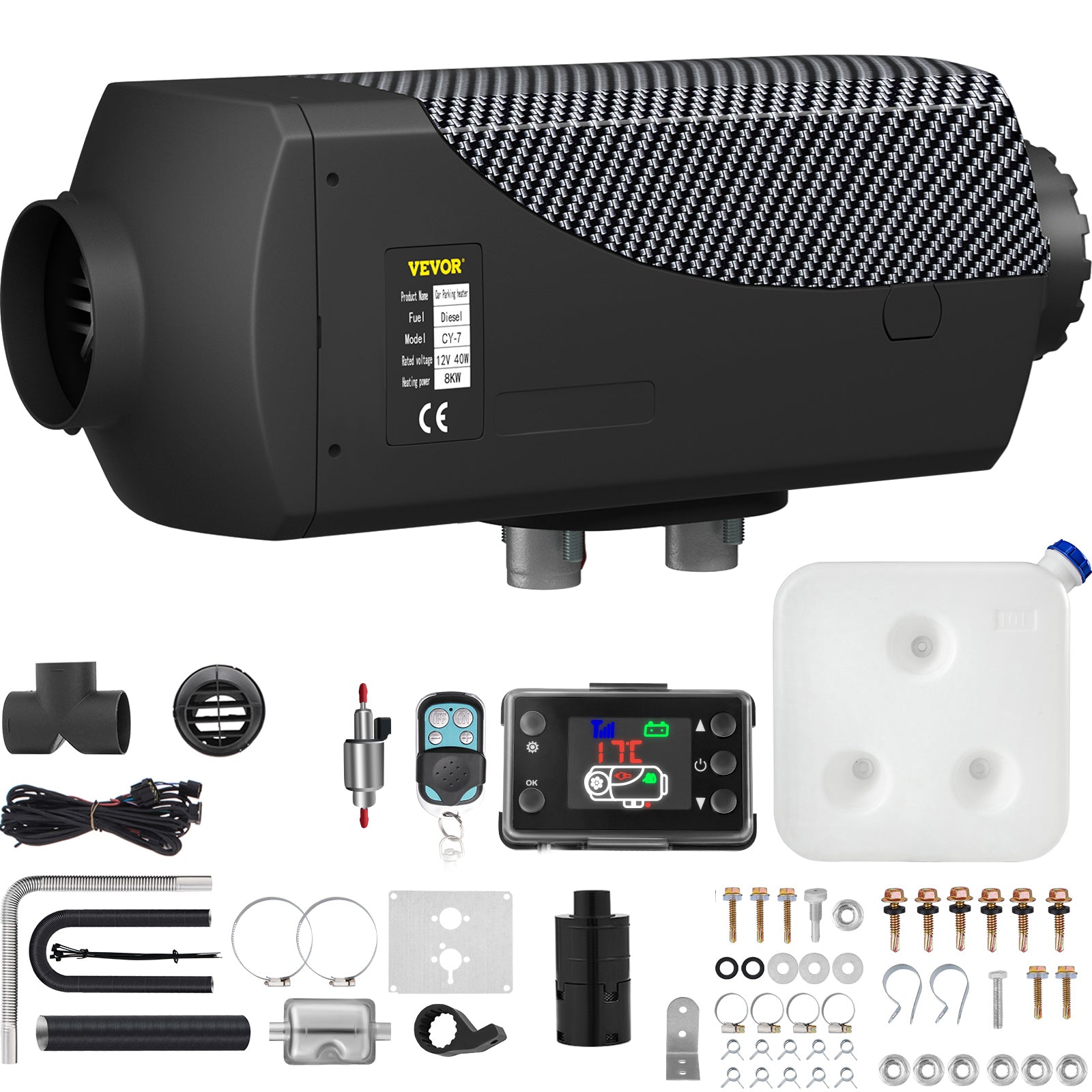VEVOR 8KW Diesel Air Heater Muffler Diesel Heater 12V Remote Control Diesel Parking Heater With LCD Switch For Car Trucks Motor - home Boat And Bus - 5 - cjdropshipping