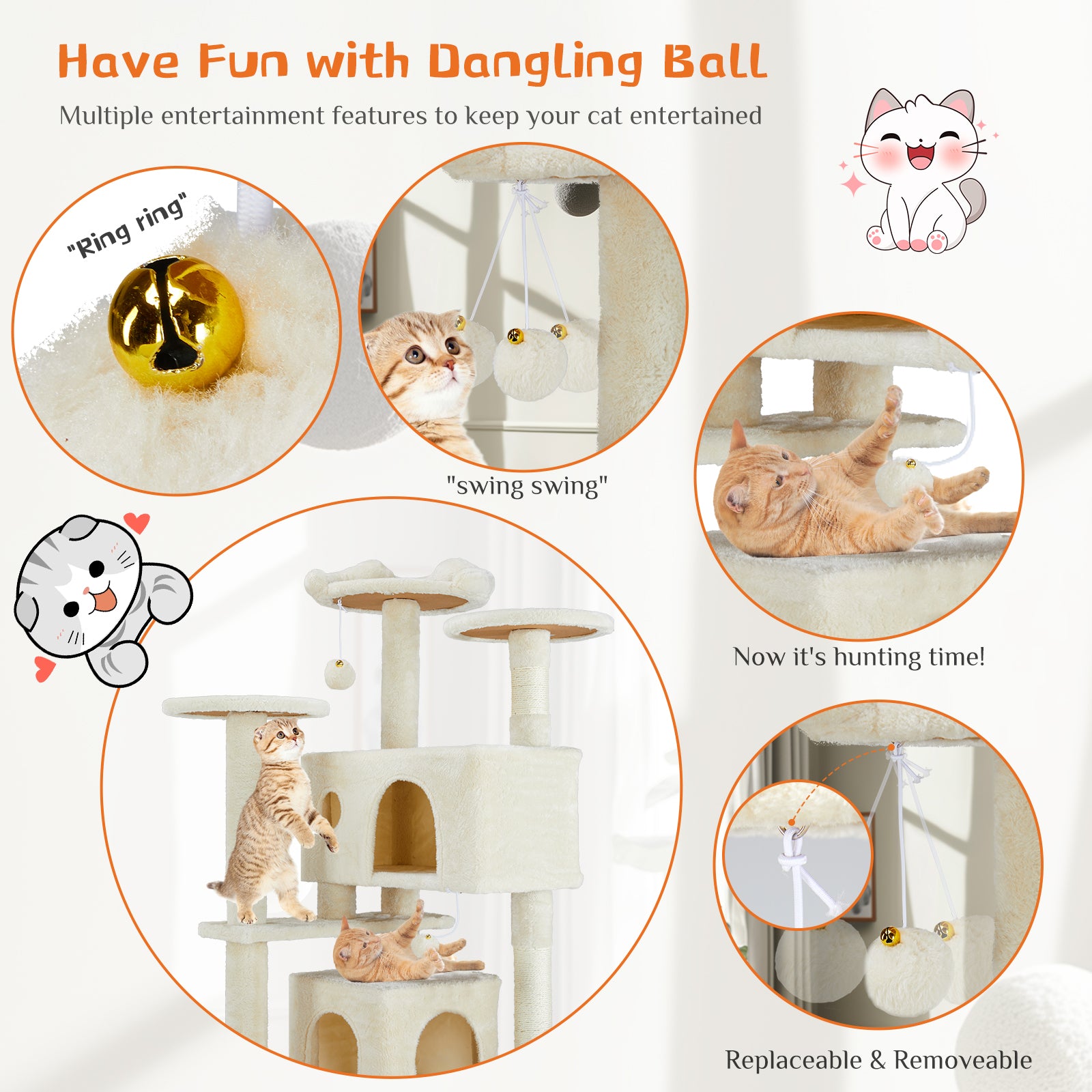 Multi Functional Cat Treehouse Cat Climbing Frame - 5 - CJ