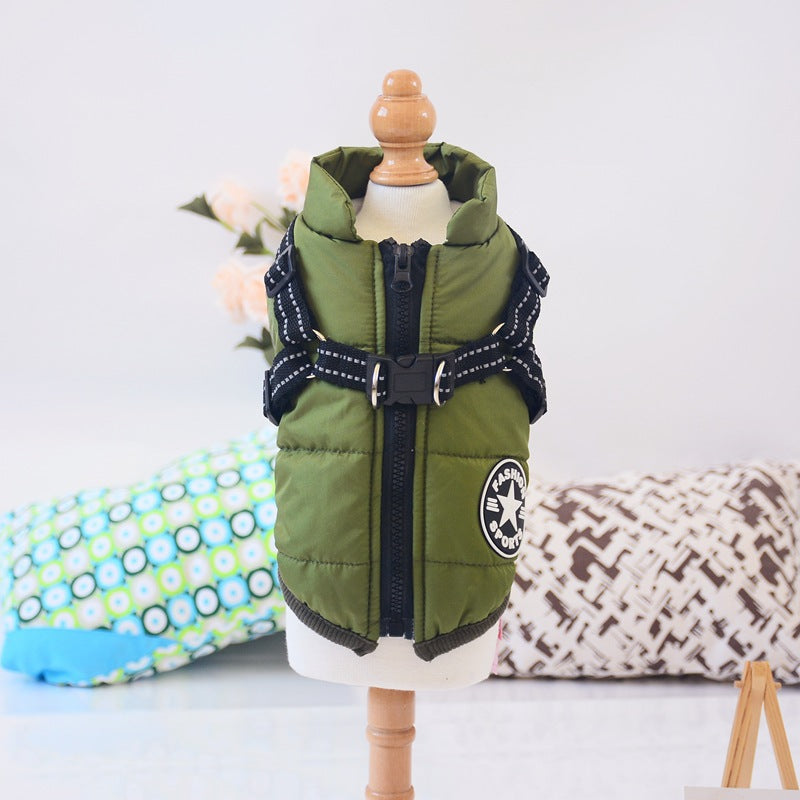 Waterproof Dog Clothes Winter Dog Coat With Harness Warm Pet Clothing Big Dog Jacket Chihuahua Labrador Coat Costume - 0 - CJ