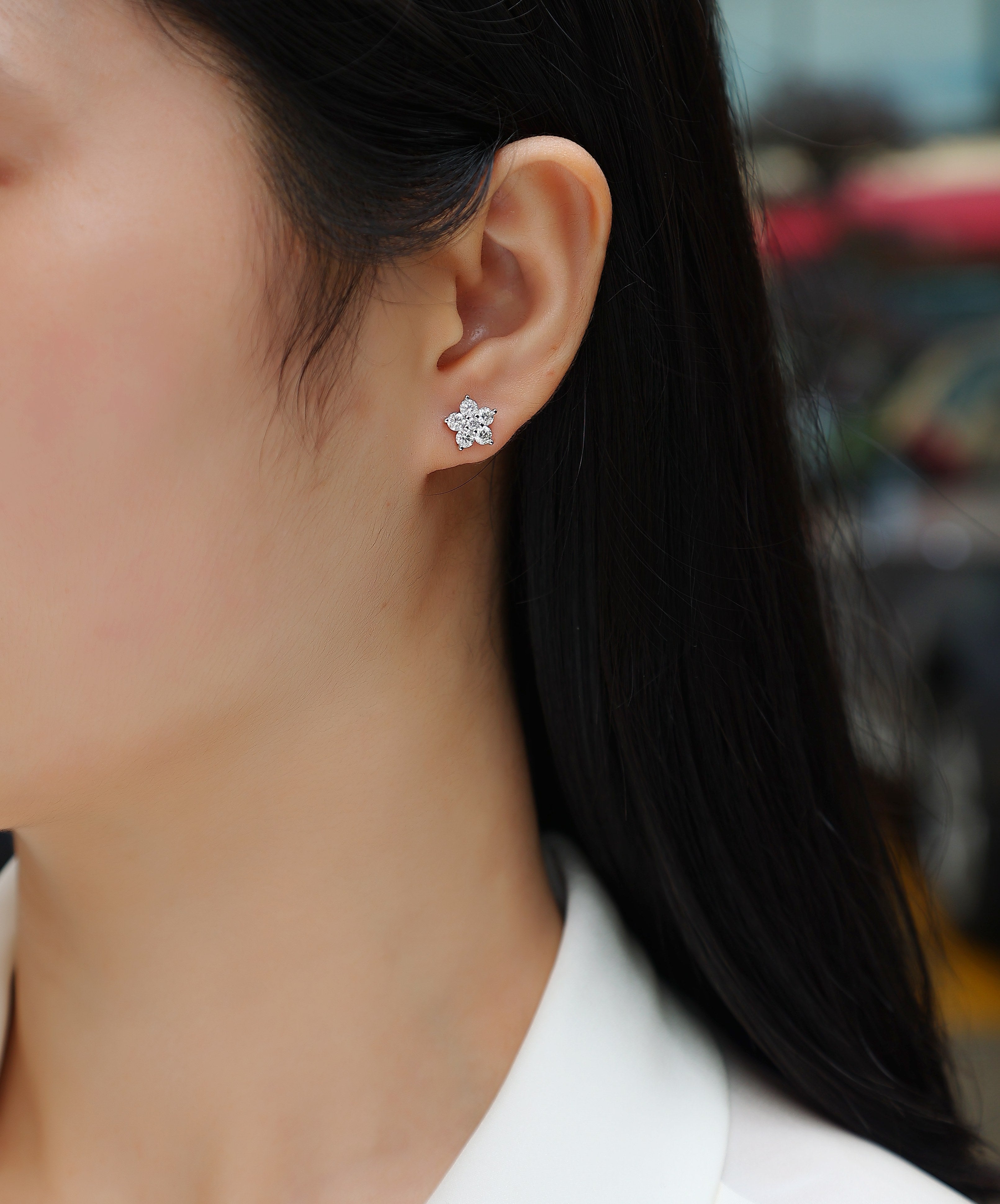 1Paris Flower - Fashionable And Luxurious Diamond Jewelry Set With Moissanite S925 Sterling Silver And Platinum - plated Stud Earrings Prohibit TikTok sales - 5 - cjdropshipping