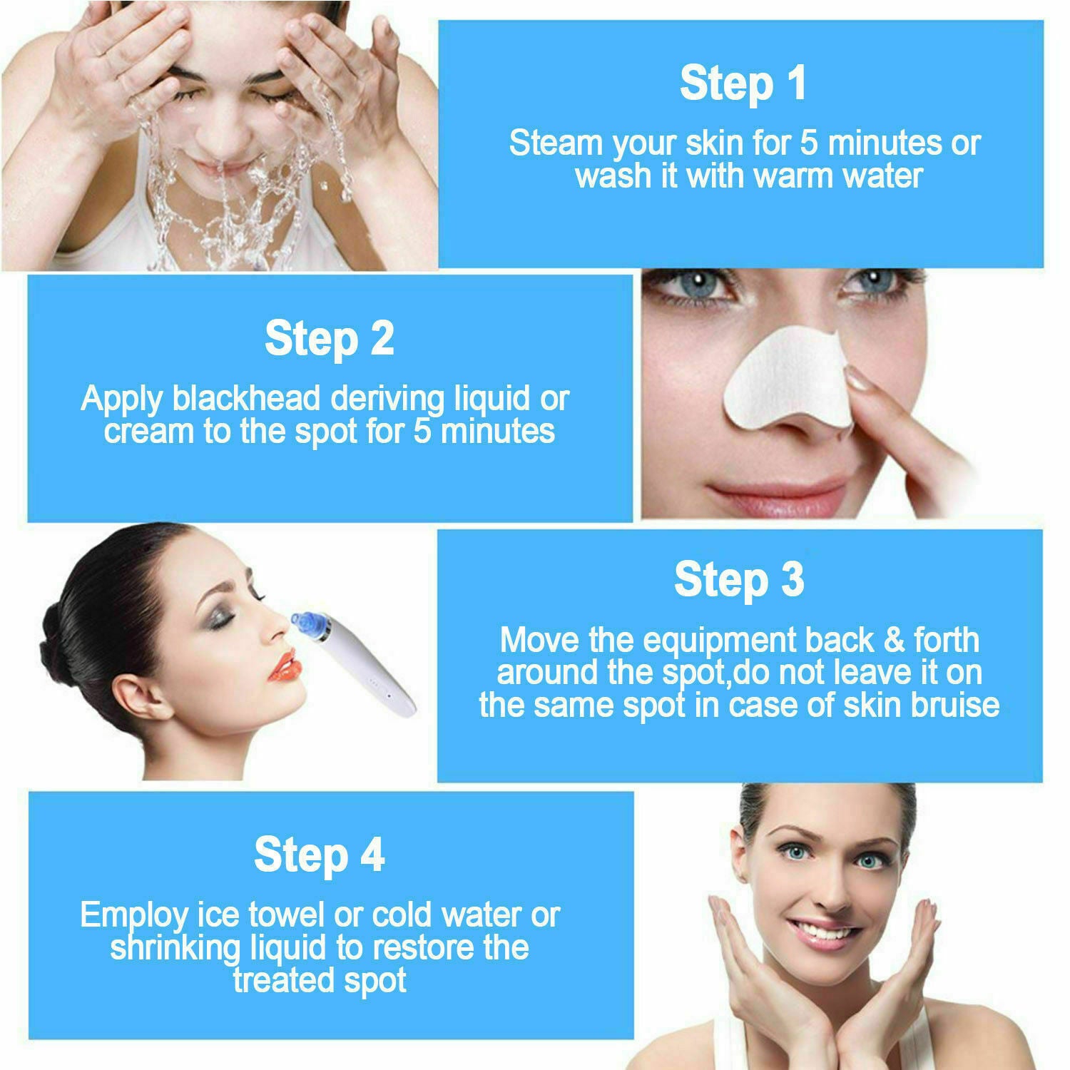 Electric Blackhead Vacuum Pore Cleaner Acne Pimple Remover Strong Suction Tool Electric Blackhead Remover Pore Vacuum Suction Diamond Dermabrasion Face Cleaner - 5 - CJ