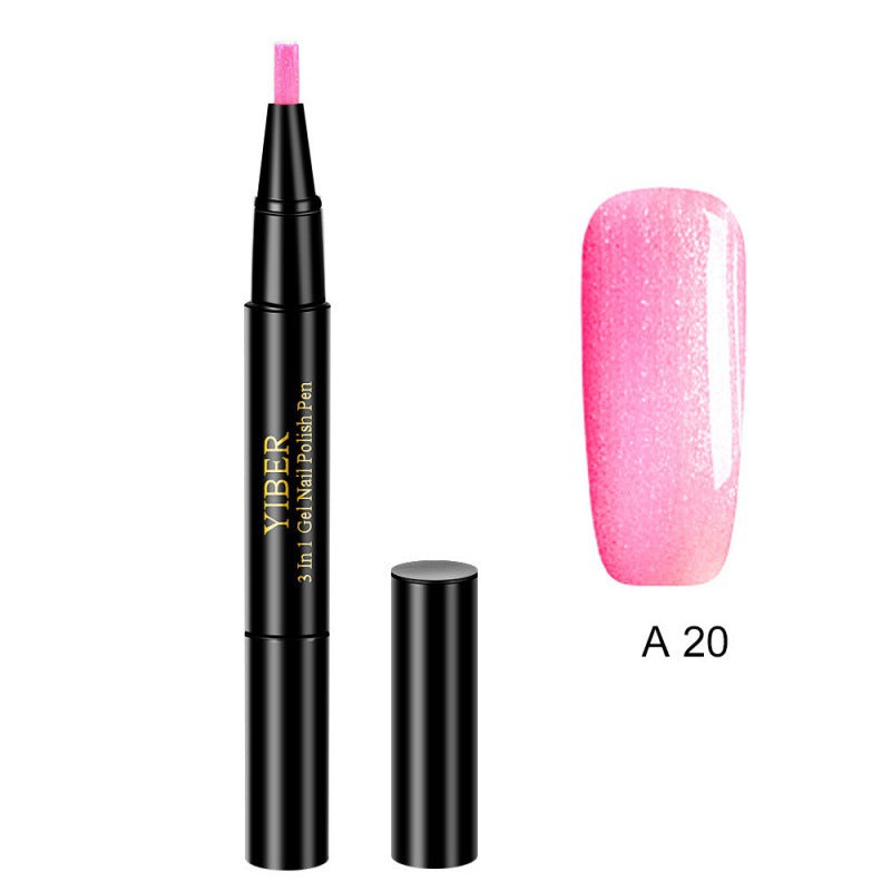 5pcs Nail Polish Pen 3 In 1 One Step Glue Pen Multicolor - 0 - CJ