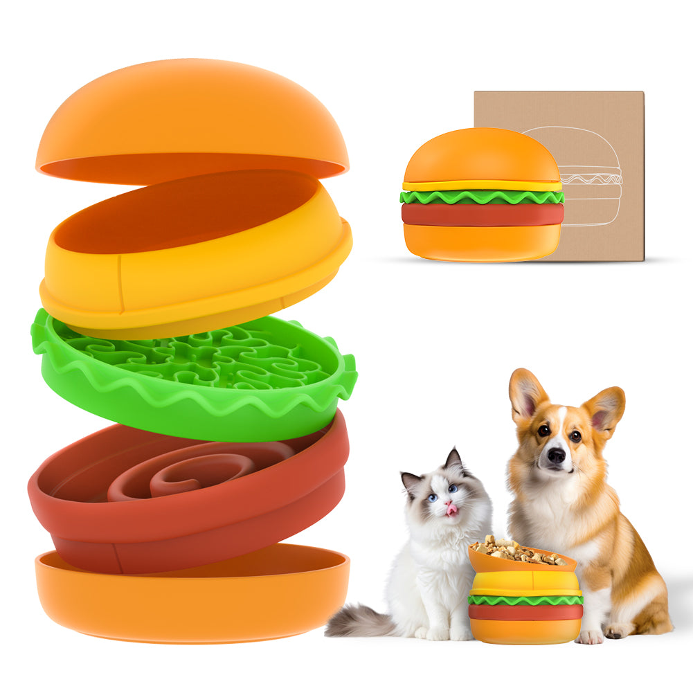 Hamburger Appearance Pet Cat And Dog Bowl Combination Multi - layer Five - in - one - 5 - CJ