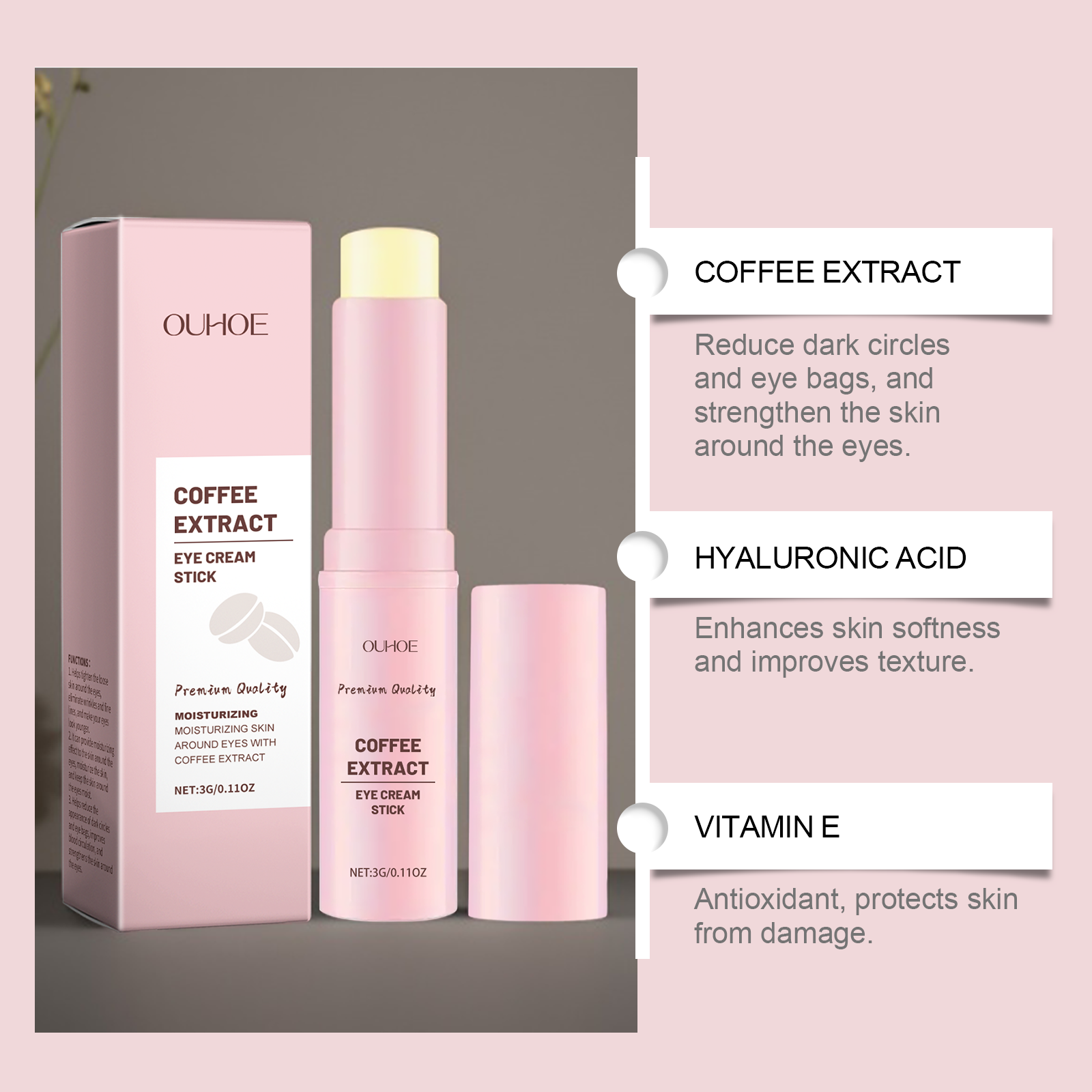 OUHOE Eye Cream Stick, Care And Tighten The Skin Around The Eyes Daily Massage Moisturizing Moisturizing Care Eye Cream - 5 - CJ