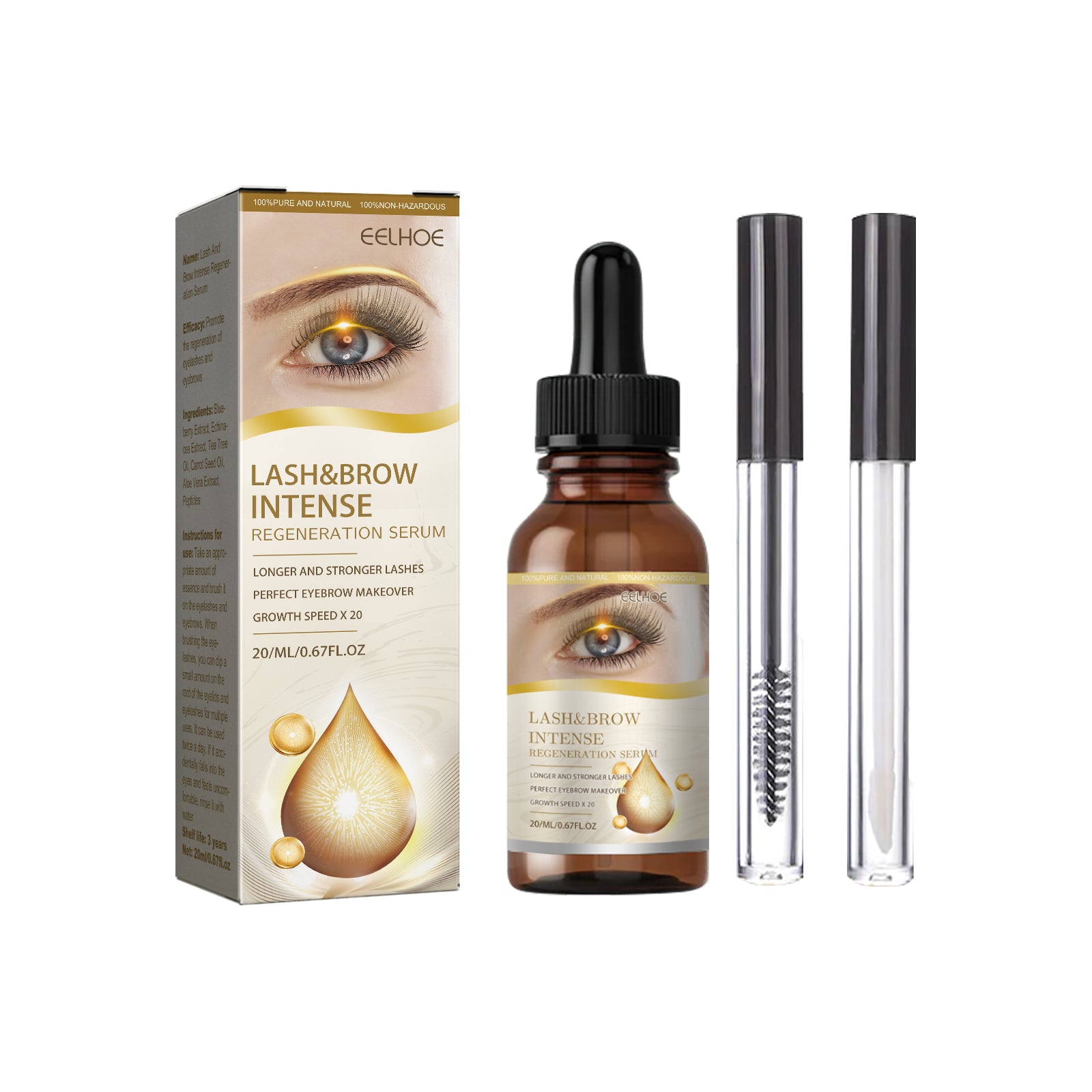 EELHOE Mascara - Gentle, Traceless, Lengthening, Curling, And Beautifying Eyelash Liquid For Lush And Dark Eyebrows - 5 - CJ
