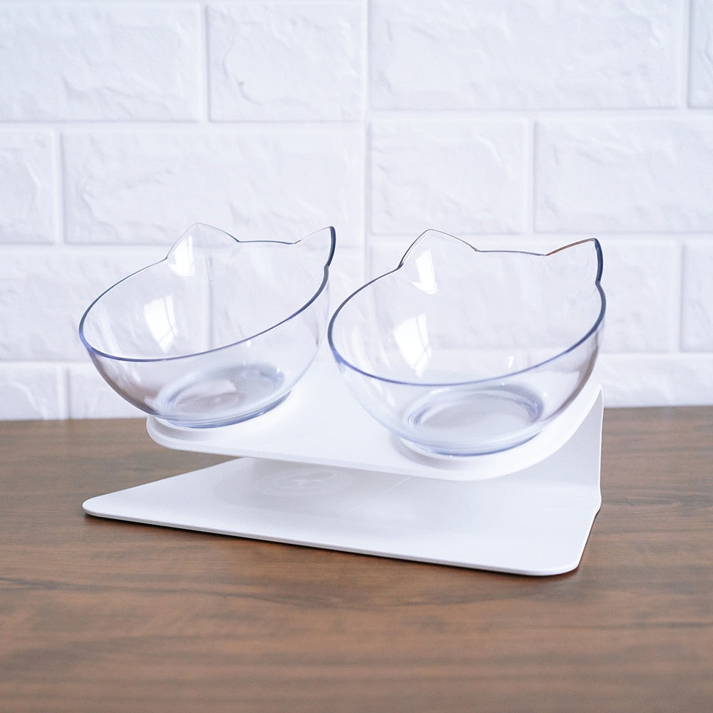 Cat Double Bowl Cat Food Bowl Protects Cervical Vertebra - 0 - CJ - Double white - CJJJCWGY00683 - Double white