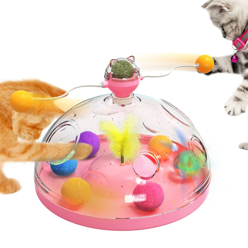 Meows Windmill Funny Cat Toys Interactive Multifunctional Turntable Pet Educational Toys With Catnip Luminous Ball Pinwheel Toys Pet Products - 0 - CJ - Cat treasure box - Pink - CJMY152862303CX