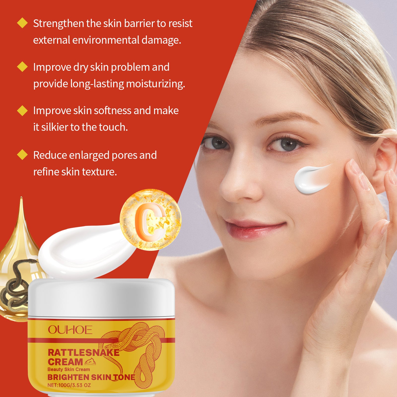 OUHOE Brightening Cream, Hydrates And Moisturizes Tender Skin With Refreshing, Light Texture, Nourishing And Firming Brightening Repair Cream - 5 - CJ