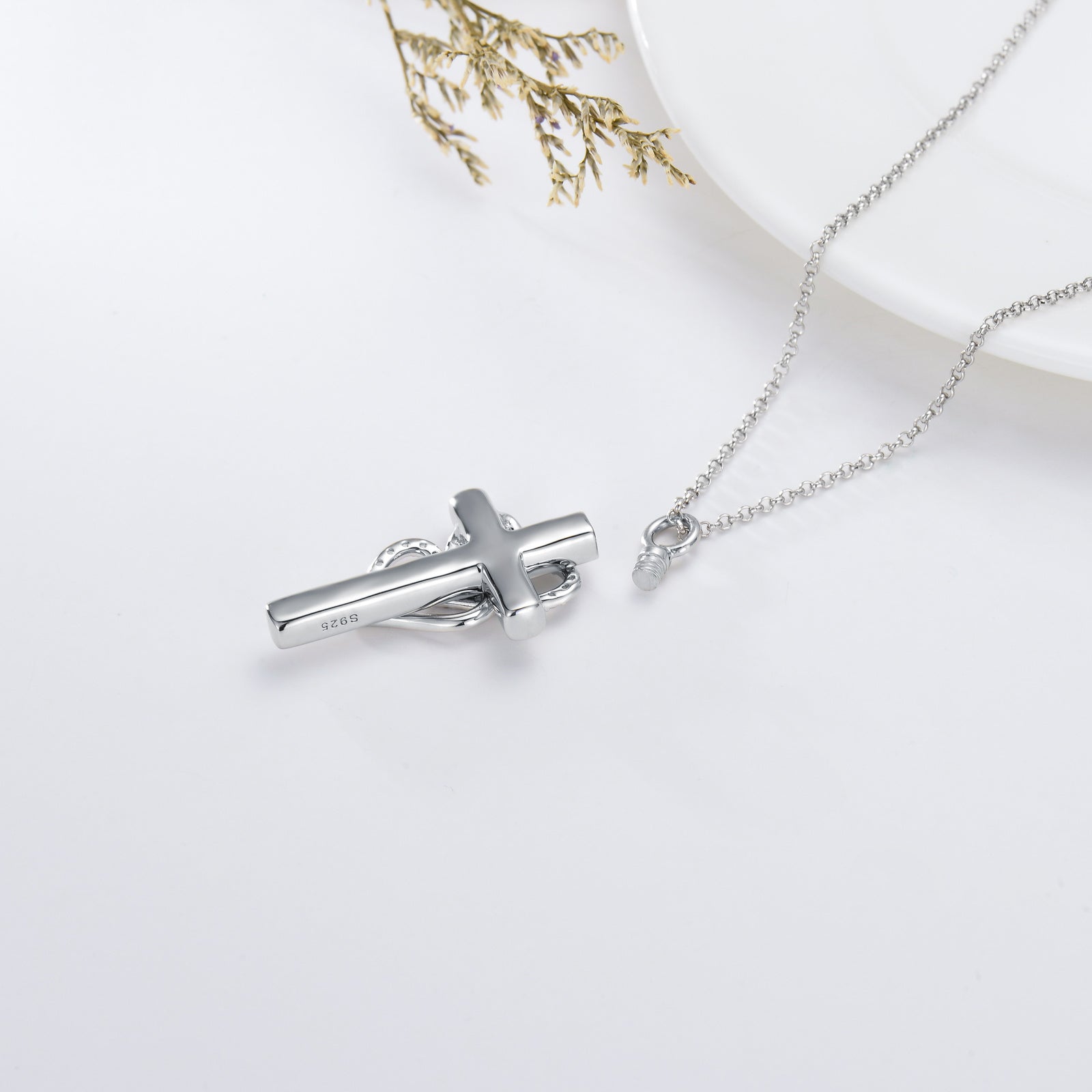 Cross Sterling Silver Ashes Urn Heart Pendant Necklace As Cremation Keepsake Jewelry - 5 - cjdropshipping