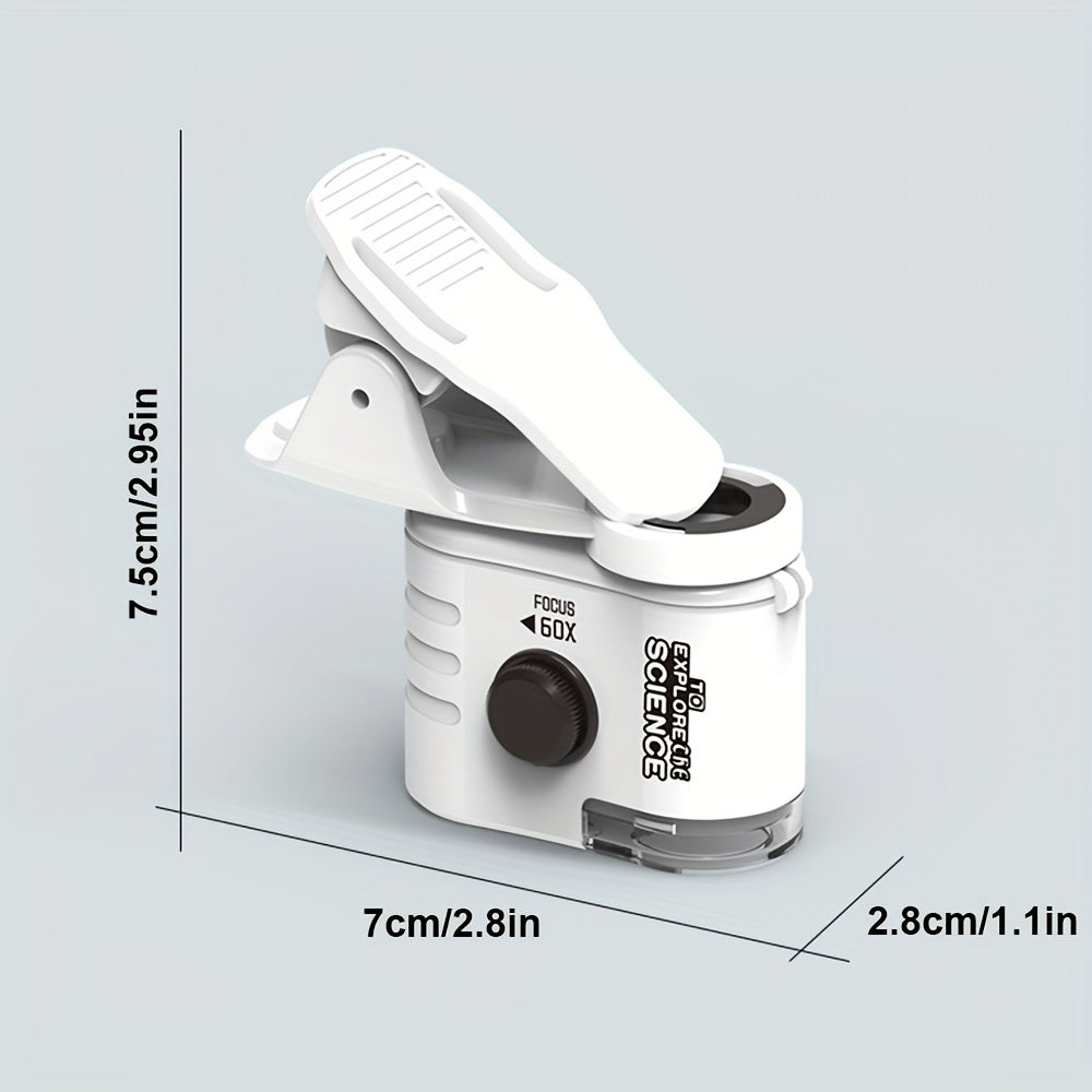 Mini Mobile Phone Microscope, 60x Pocket Microscope, Handheld Portable LED Lighted Magnification Endoscope With A Mobile Phone Adapter Clip - 5 - CJ
