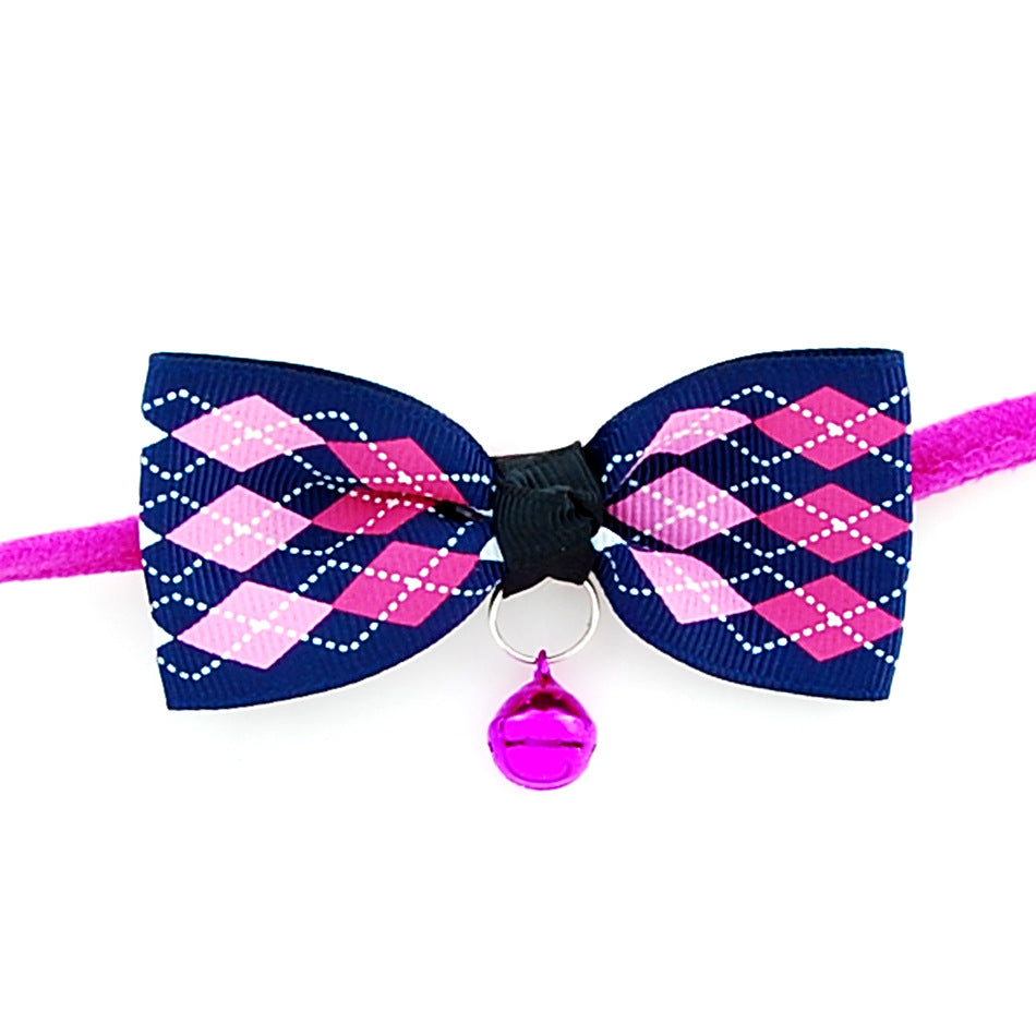 Pet accessories pet bow - 0 - CJ - Blue diamond lattice - CJJJCWGY02367 - Blue diamond lattice