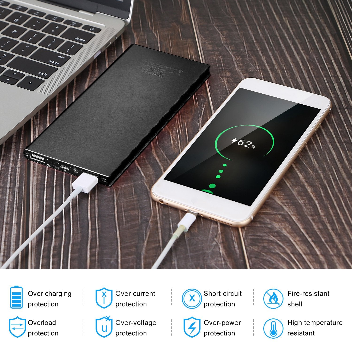 20000mAh Power Bank Ultra - thin External Battery Pack Phone Charger Dual USB Port - 5 - CJ