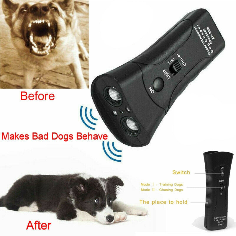 3 - in - 1 Anti Barking Dog Training Device Ultrasonic Dog Training Repeller LED Flashlight - 0 - CJ