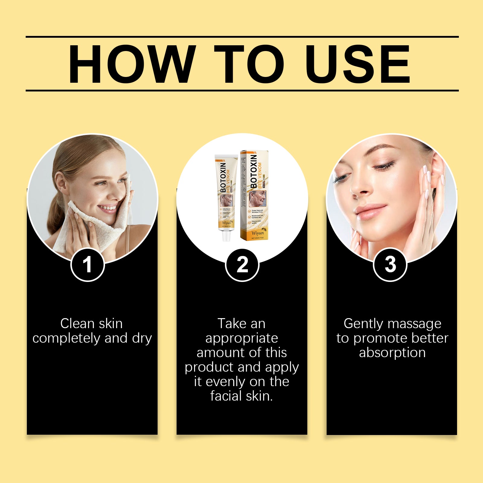 Wiyun Bee Venom Skin Care Cream, Gentle Nourishing Care Facial Skin Moisturizing Hydrating Tender Skin Care Cream - 5 - CJ