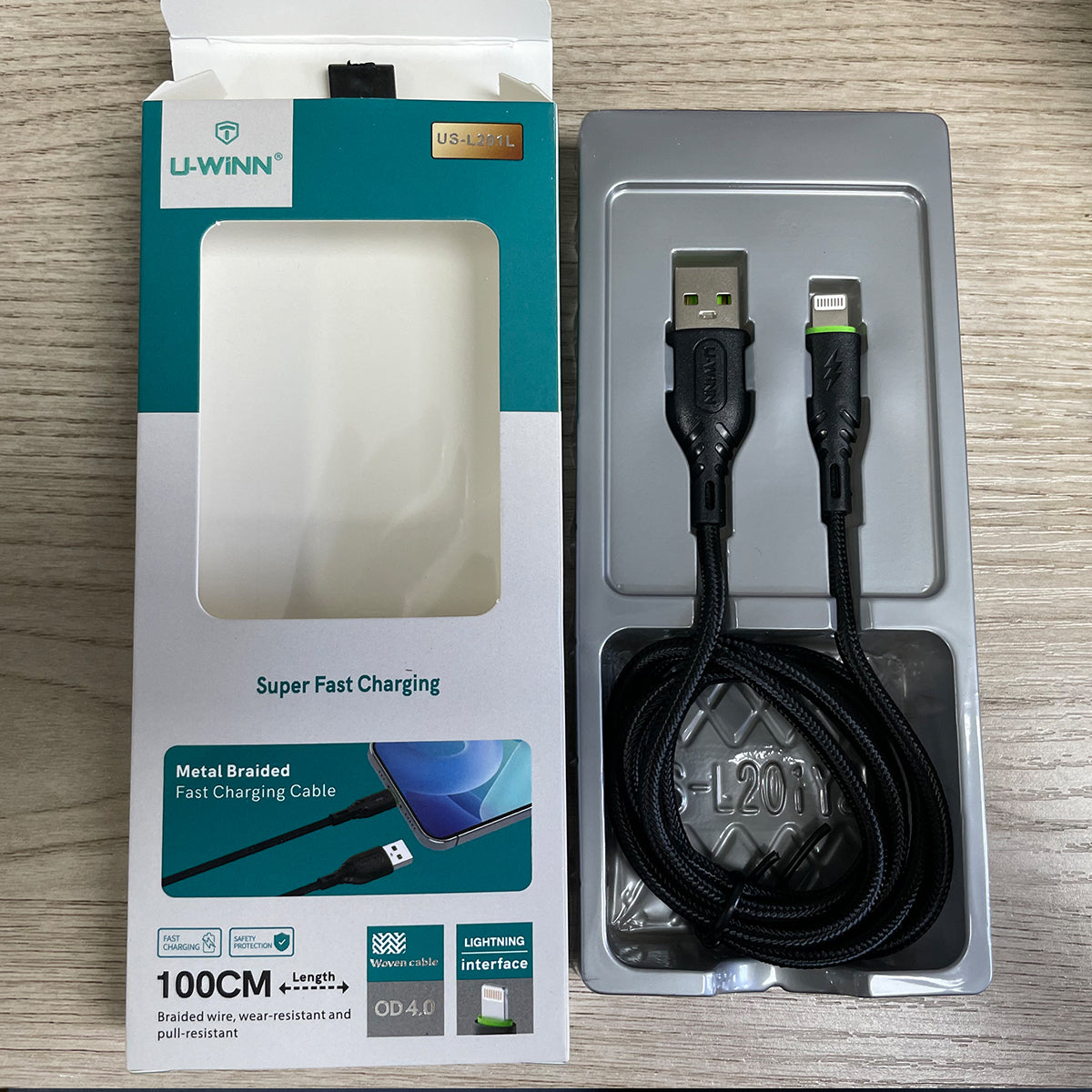L201 Lightning Cable 2.1A 1M Black USB 3.0 UWINN - 5 - CJ