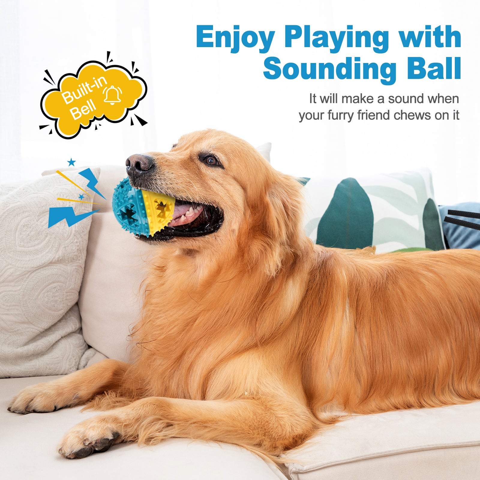 Dog Chew Toys Grinding Teeth Sound Ball Toys Leaking Food Balls Anti Bite Interactive Training Cleaning Teeth Toys Pet Products - 5 - CJ