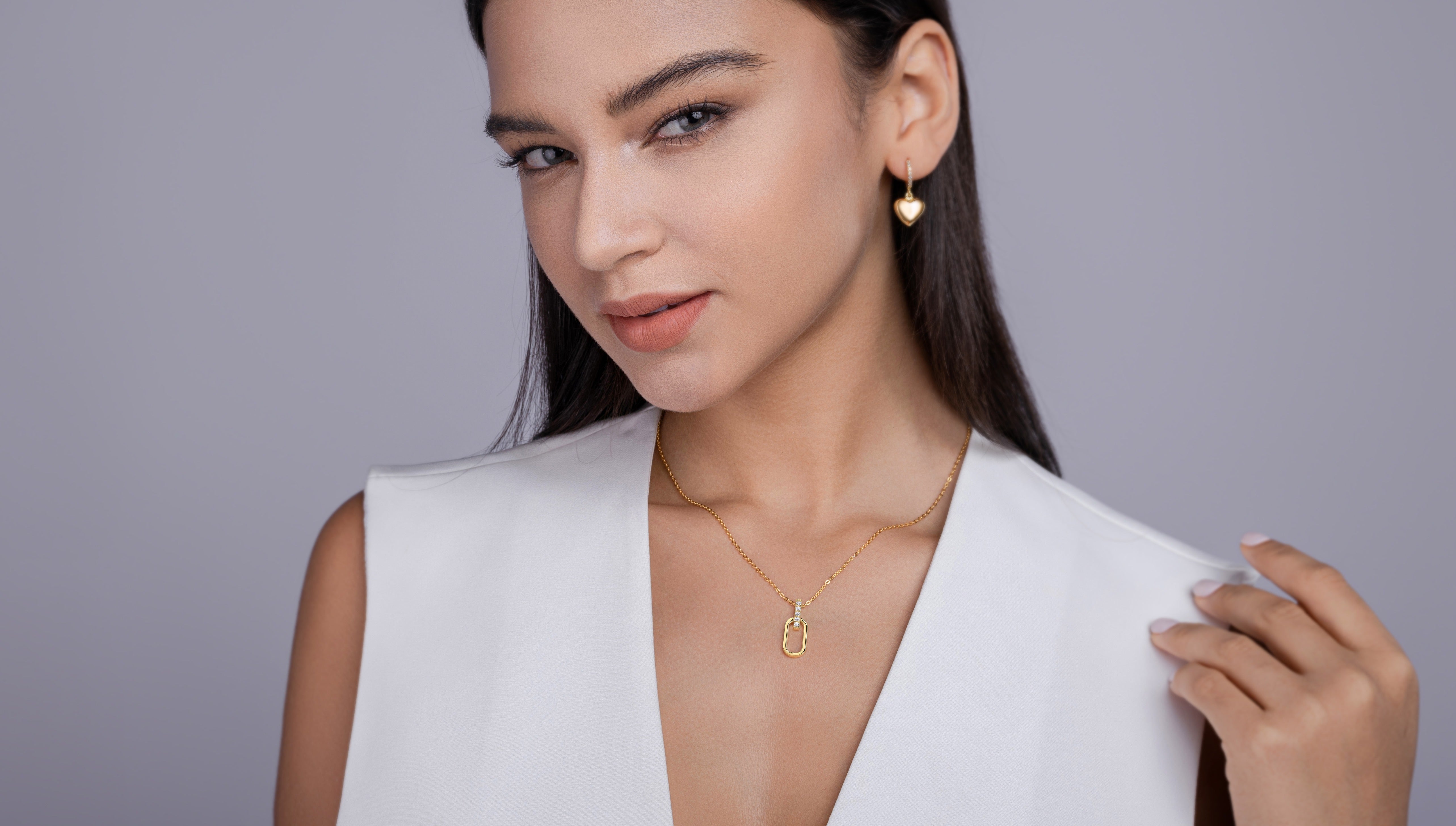 1Light And Shadow Geometry - A Fashionable And Trendy Diamond Jewelry Necklace Pendant Set With Moissanite S925 Sterling Silver And Gold Plating Prohibit TikTok sales - 5 - CJ