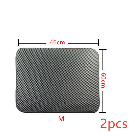 Double Layer Litter Cat Bed Pads Pet Cat Litter Mat Trapping Pets Litter Box Mat Pet Product Bed For Cats House Clean Mat - 0 - CJ - M 2PC - Grey - CJJJCWMY00030 - M 2PC - Grey