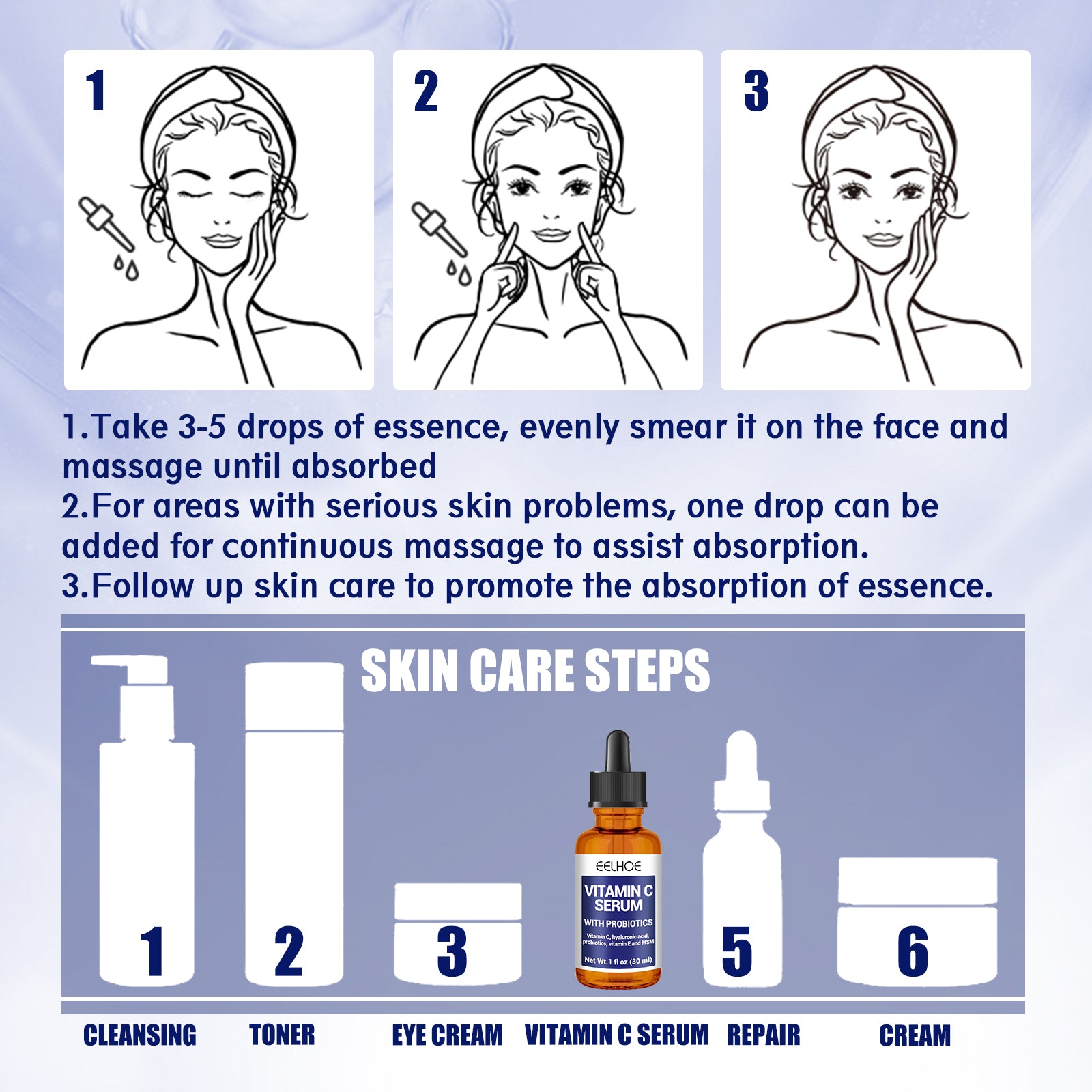 EELHOE Anti - aging Vitamin C Facial Essence, Reduces Spots Acne Fine Lines, Moisturizes Facial Essence - 5 - CJ