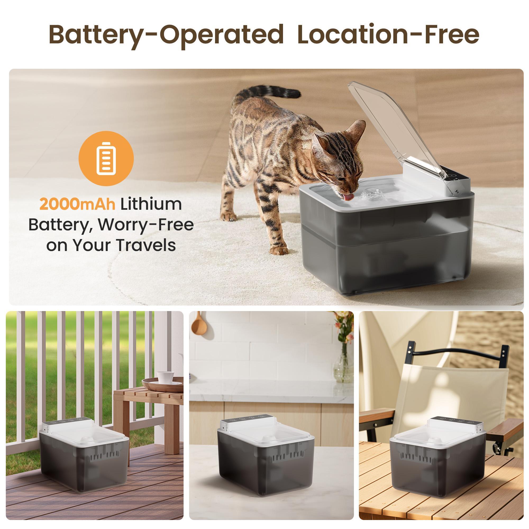 Wireless Charging Battery Driven 304 Stainless Steel Cat Automatic Induction Pet Water Fountain - 5 - CJ