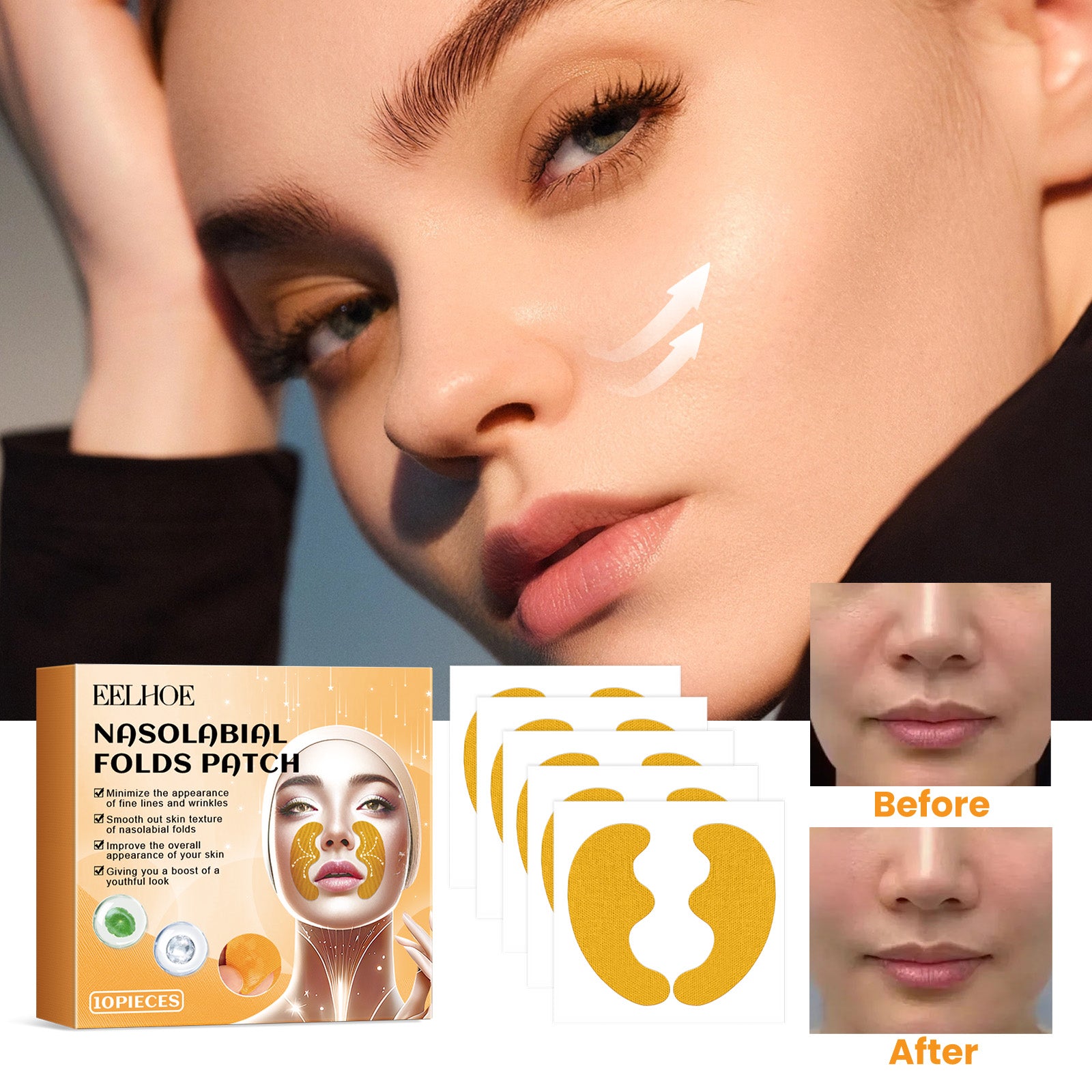 EELHOE Nasolabial Folds Patch, Fade Fine Lines Law Lines Lifting And Tightening Facial Skin Moisturizing And Hydrating - 5 - CJ