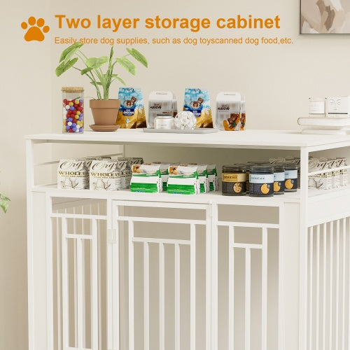 43.3 Inch Large Dog Kennel Furniture, Wooden Kennel With Divider - 5 - CJ