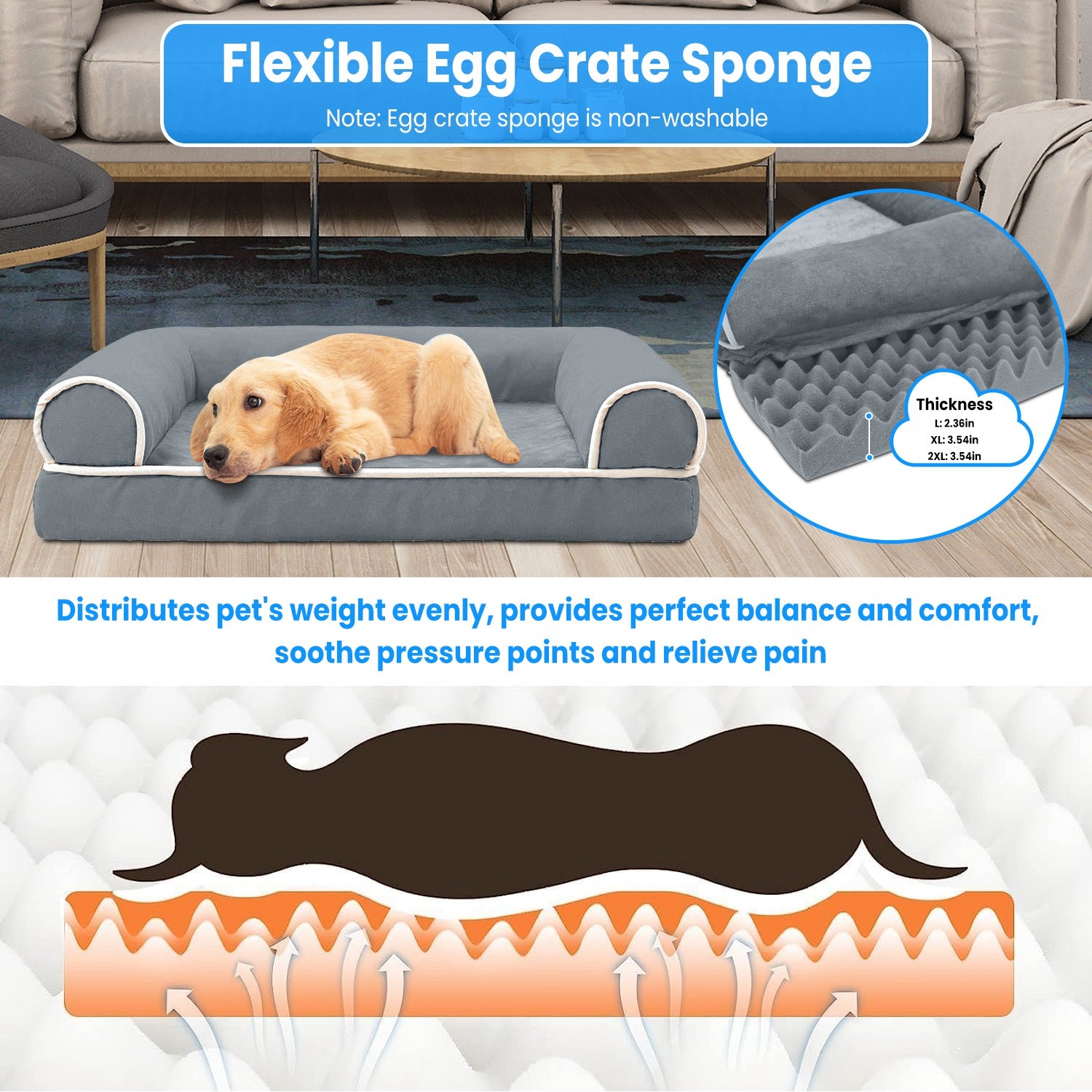 1Pc Dog Bed Pet Bed Sofa Dog Couch Pet Cushion Carpet Mattress With Washable And Removable Cover For Medium Large Dogs - 5 - CJ