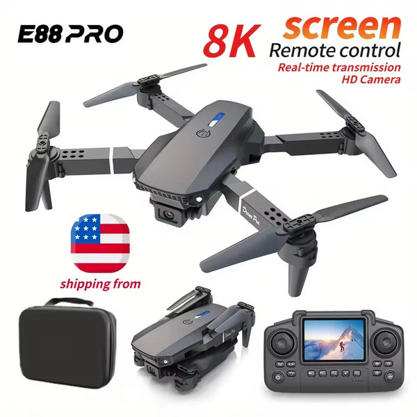 E88 Pro Mini Drone With Screen Control 4K Dual Camera Optical Flow Positioning LED Lighting Remote Control - 5 - CJ