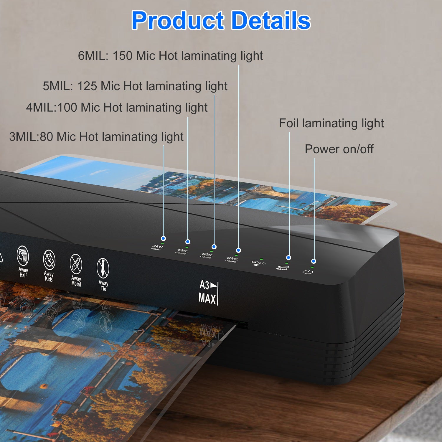 1Pc 13Inch Laminator Machine Hot And Cold Mode A4 Personal Thermal Laminator With ABS Function 60S Warm Up Time 30Mins Auto Off For Home Office School Business - 5.0 - CJ