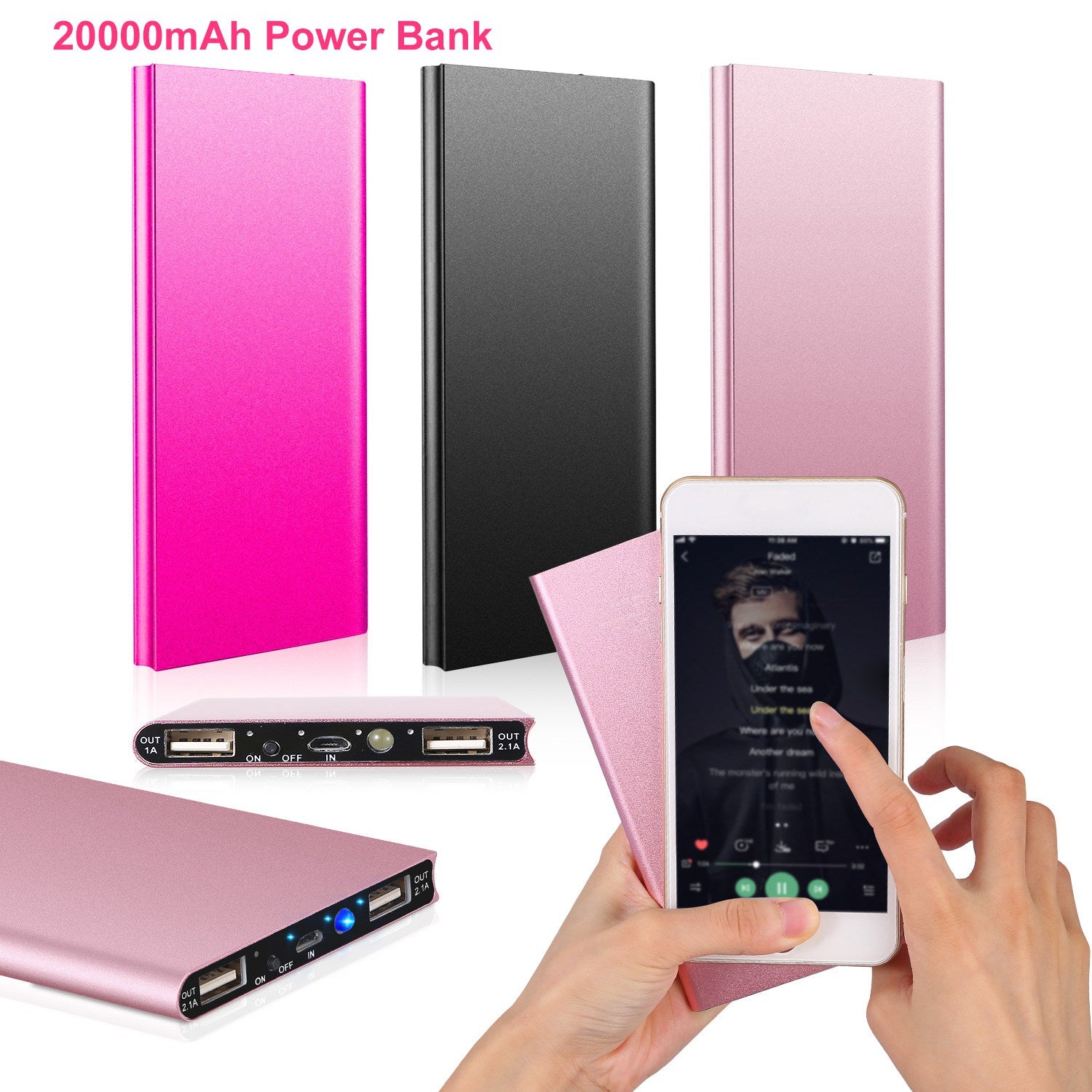20000mAh Power Bank Ultra - thin External Battery Pack Phone Charger Dual USB Port - 5 - CJ