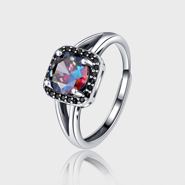 925 Sterling Silver Vintage Colorful Zirconium Mysterious Purple Morandi Zircon Push Pull Ring - 4 - https://x.com/titan_prim62775J