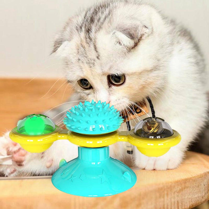 Cat Rotating Windmill Multi - Function Toys Itch Scratching Device Teeth Shining Toy - 0 - CJ