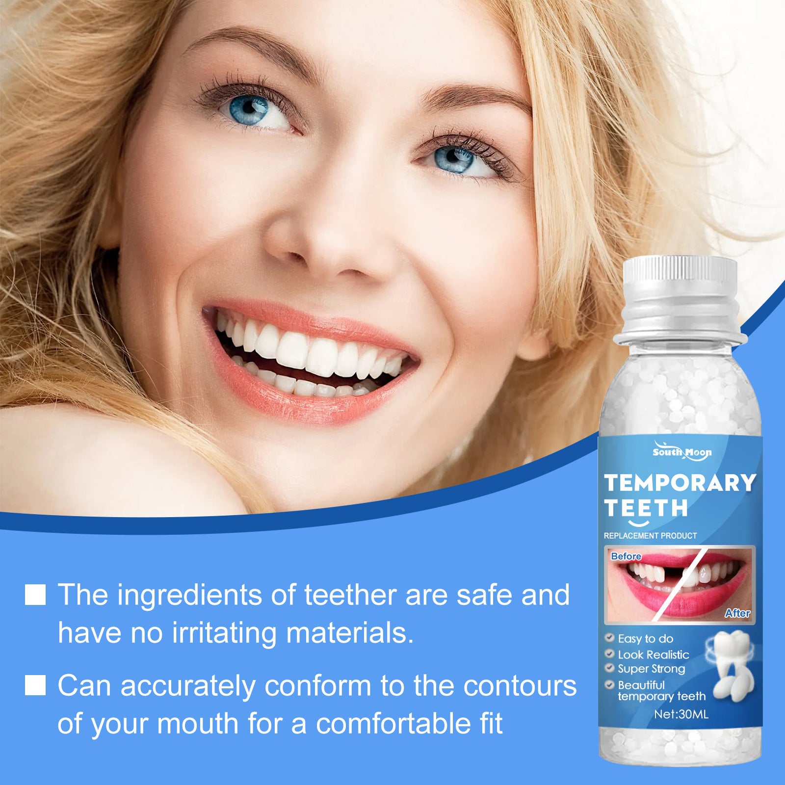 South Moon Solid Dental Gel Fixing Teeth Temporary Filling Cavities Filling Gel Dentures Denture Gap Filling Gel - 5 - CJ